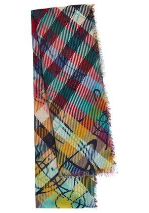 Vivienne Westwood Tartan Logo-monogrammed Wool Scarf - Red - One Size