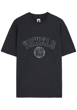 Vowels Logo-print Distressed Cotton T-shirt - Black - 3 (L)