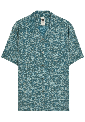 Vowels Deer Printed Rayon Shirt - Navy - 2 (M)