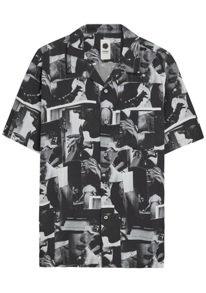Vowels Printed Rayon Shirt - Black - 2 (M)