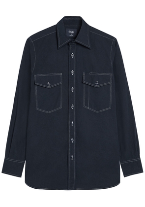 Drake's Cotton and Linen-blend Shirt - Navy - M