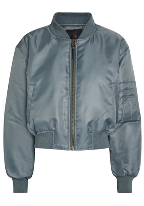 Anine Bing Leon Padded Satin-twill Cropped Bomber Jacket - Dark Grey - M (UK12 / M)