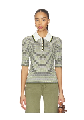 Veronica Beard Soza Polo Top in Green. Size L. Also in M, S, XS.
