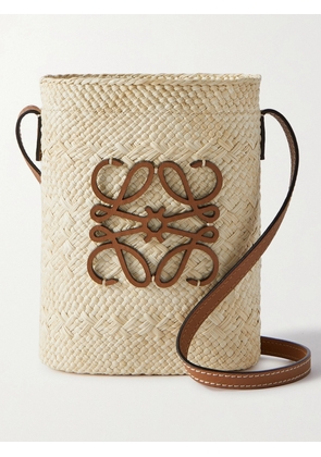 LOEWE - + Paula's Ibiza Square Pocket Leather-trimmed Raffia Bucket Bag - Brown - One size