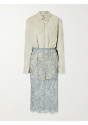 Acne Studios - Lace-trimmed Cotton And Silk-blend Midi Dress - Green - DK32,DK34,DK36,DK38,DK40,DK42