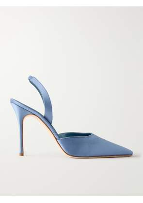 Manolo Blahnik - Borelapla 105 Satin Slingback Pumps - Blue - IT36,IT36.5,IT37,IT37.5,IT38,IT38.5,IT39,IT40,IT40.5,IT41,IT42