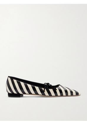 Manolo Blahnik - Federica Striped Snake Ballet Flats - Black - IT36,IT36.5,IT37,IT37.5,IT38,IT38.5,IT39,IT39.5,IT40,IT40.5,IT41,IT41.5,IT42