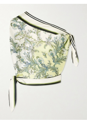 Veronica Beard - Tari One-shoulder Printed Twill Blouse - Green - x small,small,medium,large,x large