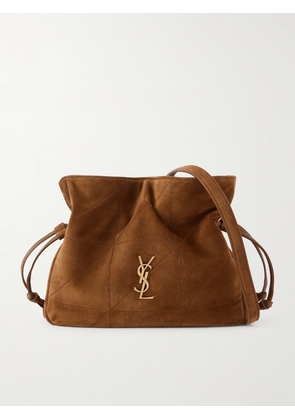 SAINT LAURENT - Jamie Leather-trimmed Quilted Suede Shoulder Bag - Brown - One size