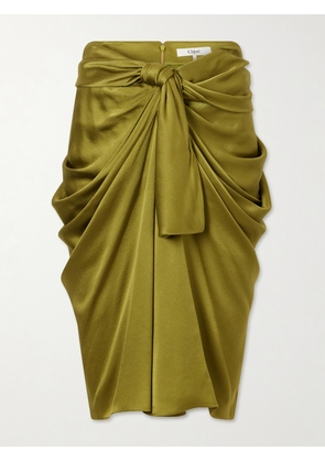 Chloé - Twist-front Silk-crepe De Chine Midi Skirt - Green - FR 34,FR 36,FR 38,FR 40,FR 42