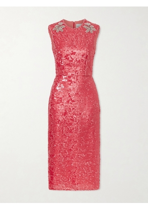 Erdem - Crystal-embellished Sequined Satin Midi Dress - Pink - UK 6,UK 8,UK 10,UK 12,UK 14,UK 16,UK 18