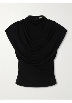 KALLMEYER - Jocelyn Gathered Draped Jersey Top - Black - x small,small,medium,large,x large