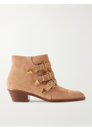 Chloé - Susan Embellished Suede Ankle Boots - Brown - IT36,IT37,IT37.5,IT38,IT38.5,IT39,IT39.5,IT40,IT41