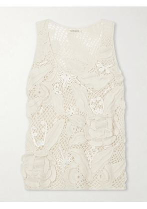 Heirlome - Embroidered Cashmere And Silk-blend Tank Top - Neutrals - x small,small,medium