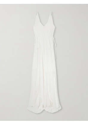Heirlome - Josephine Lace-trimmed Silk-georgette Maxi Dress - Ivory - x small,small,medium