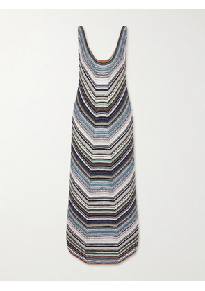 Missoni - Striped Metallic Crochet-knit Midi Dress - Blue - IT38,IT40,IT42,IT44,IT46,IT48