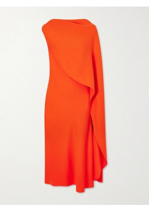 Balenciaga - Cape-effect Draped Wool And Silk-blend Crepe Midi Dress - Red - FR 36,FR 38