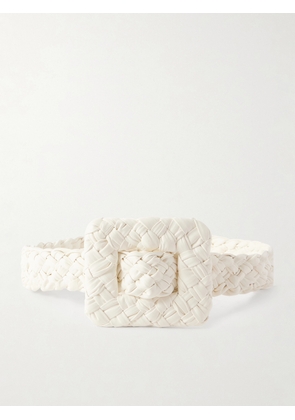 Bottega Veneta - Foulard Intrecciato Leather Belt - Off-white - small,medium