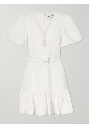 Rebecca Vallance - Kahlia Ruffled Scalloped Linen-blend Mini Dress - White - UK 4,UK 6,UK 8,UK 10,UK 12,UK 14