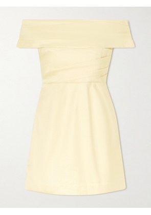 Rebecca Vallance - Mandy Off-the-shoulder Pleated Mini Dress - Yellow - UK 6,UK 8,UK 10,UK 12