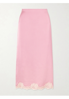 Valentino Garavani - Lace-trimmed Cady Midi Skirt - Pink - IT36,IT38,IT40,IT42,IT44,IT46