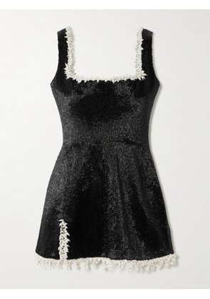 Clio Peppiatt - Margot Embellished Satin Mini Dress - Black - x small,small,medium,large