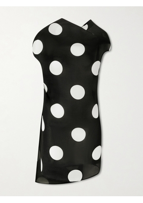 KHAITE - Tatia Draped Polka-dot Silk Mini Dress - Black - x small,small,medium,large