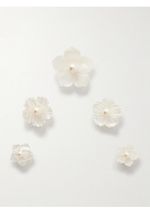 Jennifer Behr - Zinnia Set Of Five Silver-tone Mother-of-pearl Headpiece - White - One size