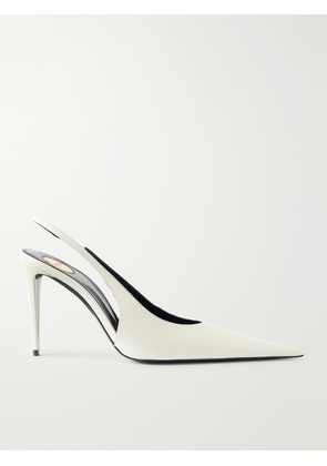 SAINT LAURENT - Guermantes Leather Slingback Pumps - White - EU 36,EU 37,EU 37.5,EU 38,EU 38.5,EU 39,EU 39.5,EU 40,EU 41
