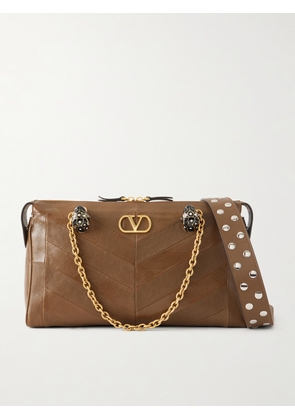 Valentino Garavani - Panthea Medium Embellished Leather Shoulder Bag - Brown - One size