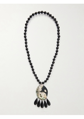 Julietta - Helix Rhodium-plated, Onyx And Resin Necklace - Black - One size