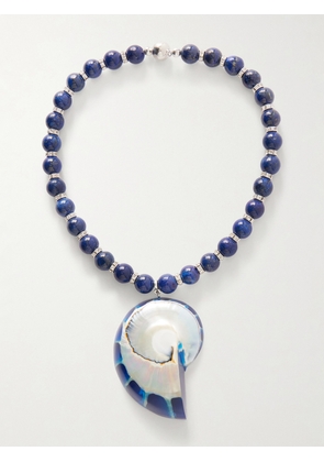 Julietta - Rhodium-plated, Shell And Resin Necklace - Blue - One size