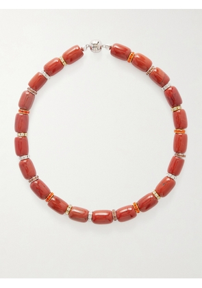 Julietta - Rhodium-plated Jasper Necklace - Red - One size