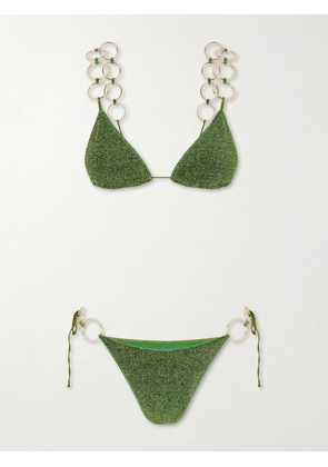 Oséree - Metallic Embellished Bikini - Green - small,medium,large,x large