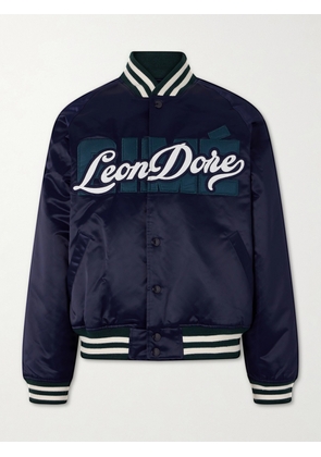 Aimé Leon Dore - Logo-Embroidered Satin Varsity Jacket - Men - Blue - S