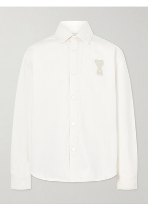 AMI PARIS - Logo-Embroidered Denim Jacket - Men - White - XS