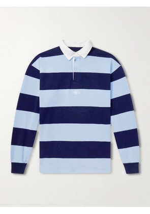 Aaron Levine - Logo-Embroidered Striped Cotton-Jersey Rugby Shirt - Men - Blue - S