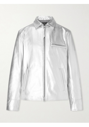 Golden Bear - The Waterfront Slim-Fit Metallic Leather Jacket - Men - Silver - S