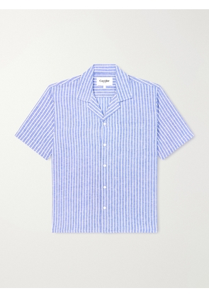 Corridor - Camp-Collar Striped Linen and Cotton-Blend Shirt - Men - Blue - S