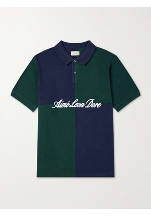 Aimé Leon Dore - Logo-Embroidered Colour-Block Cotton-Piqué Polo Shirt - Men - Green - XS