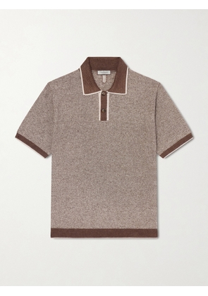 Canali - Linen, Silk, Cotton and Modal-Blend Terry Polo Shirt - Men - Brown - IT 48