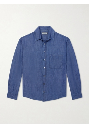 Canali - Button-Down Collar Cotton and Linen-Blend Shirt - Men - Blue - S