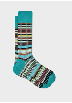 Paul Smith Turquoise 'Signature Stripe' Ribbed Socks Blue