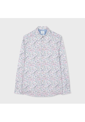PS Paul Smith White 'Chicory' Print Tailored-Fit Shirt