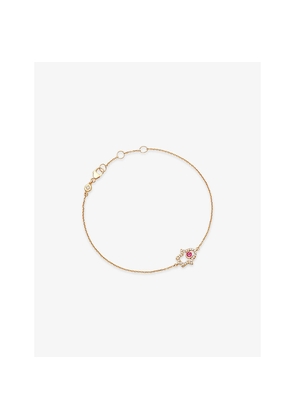 Womens Astley Clarke Fine Biography Hamsa Hand 14ct Yellow-Gold, Ruby and 0.08ct Lab-Grown Diamond Bracelet