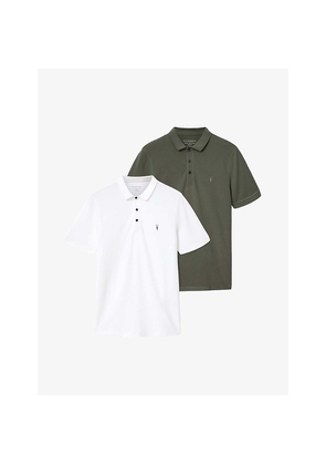 Mens Allsaints Reform Logo-Embroidered Short-Sleeve Cotton Polo Pack Of Two