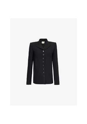Womens Khaite Saraphina Welt-Pockets Regular-Fit Stretch-Woven Blend Blazer