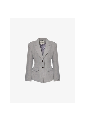 Womens The Couture Club Herringbone Notch-Lapels Knitted Blazer
