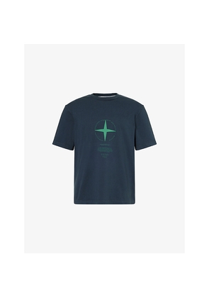 Mens Stone Island Compass Print Cotton T-Shirt