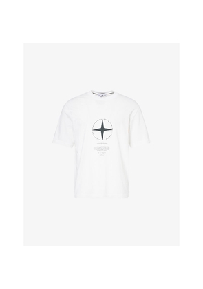 Mens Stone Island Compass Print Cotton T-Shirt